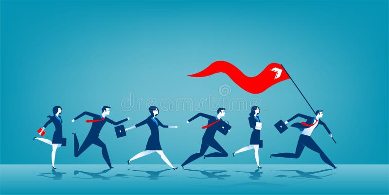 Business leader holding red flag. Concept business illustration. Vector flat. Business leader holding red flag. Concept business illustration. Vector flat