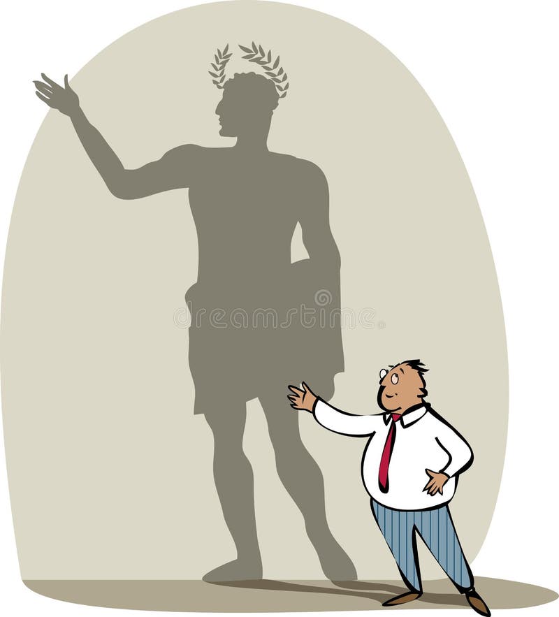 Vector illustration of a businessman and his shadow as a roman emperor. Vector illustration of a businessman and his shadow as a roman emperor