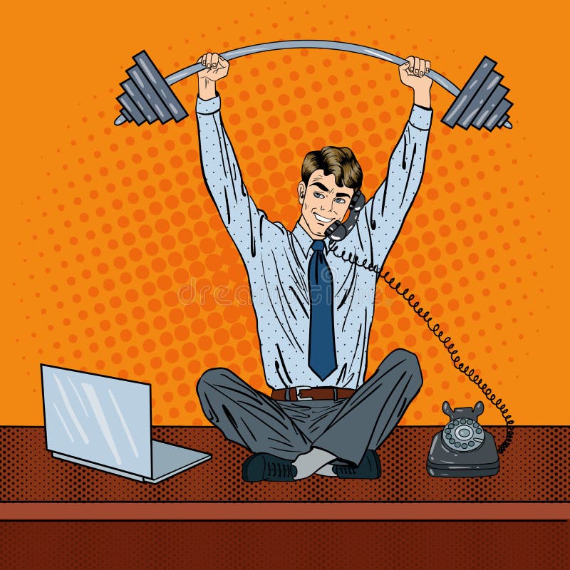 бизнесмен успешный Бизнесмен на работе Работник Multitasking иллюстрация штока