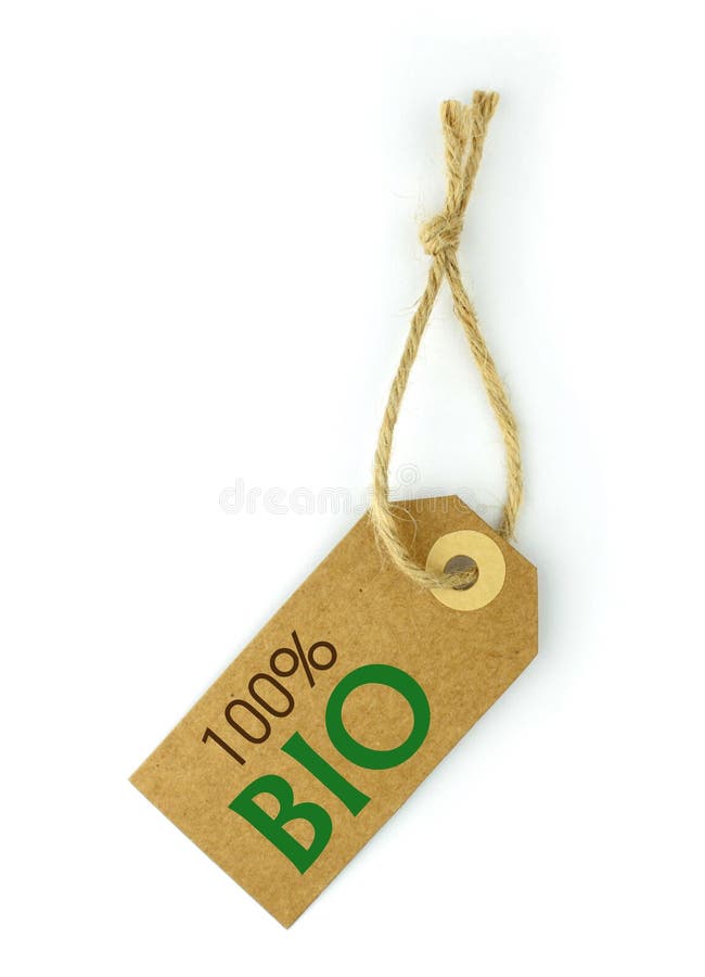 100% BIO text on 100% Natural paper label. 100% BIO text on 100% Natural paper label