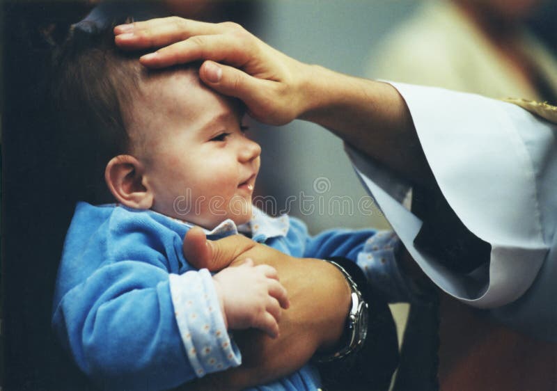 Christening ceremony in Catholic church. Christening ceremony in Catholic church