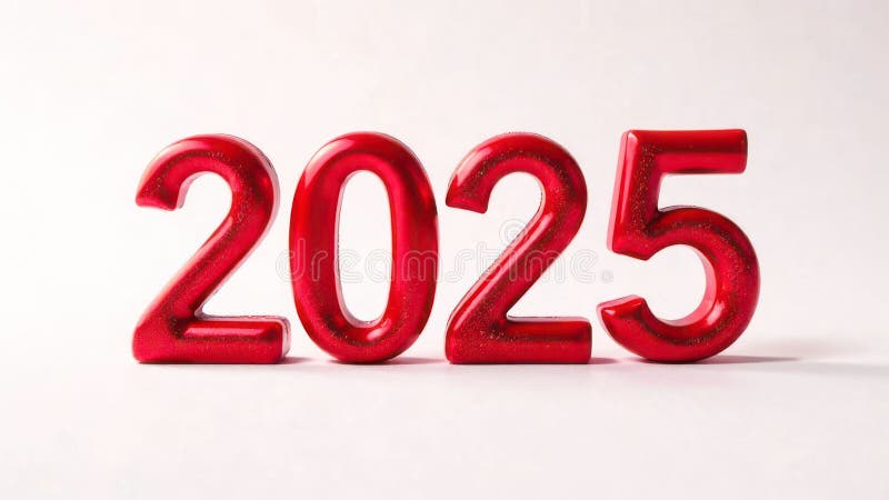 блестящий красный номер 2025 на белом фоне иллюстрация вектора