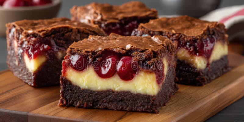 Ближе к вкусной вишне чизкейк brownie стек иллюстрация штока