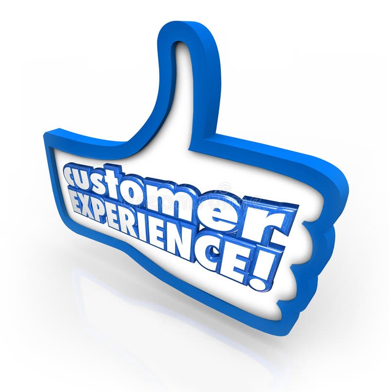 Customer Experience words on a thumbs up symbol to illustrate client satisfaction and enjoyment through the buying or shopping process. Customer Experience words on a thumbs up symbol to illustrate client satisfaction and enjoyment through the buying or shopping process