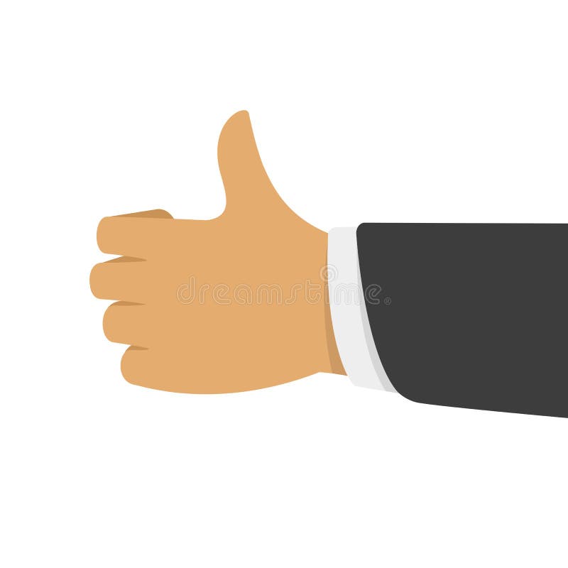 Hand with thumb up isolated on white background. Businessman hand shows an approving gesture. Vector illustration in flat design. EPS 10. Hand with thumb up isolated on white background. Businessman hand shows an approving gesture. Vector illustration in flat design. EPS 10.