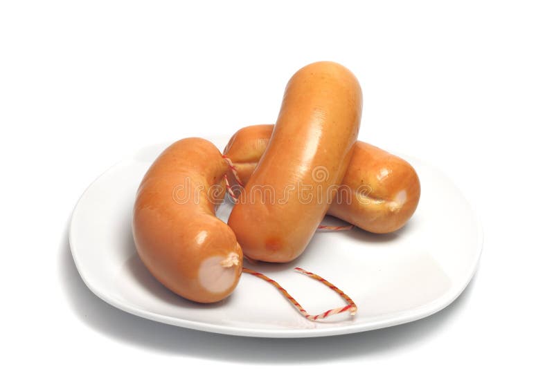 3 больших малых сосиски на aplate стоковая фотография rf