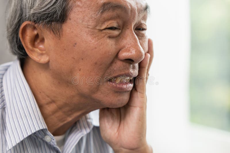 Asian Old man elder toothache pain suffer from dental problem teeth caries decayed tooth. Asian Old man elder toothache pain suffer from dental problem teeth caries decayed tooth.