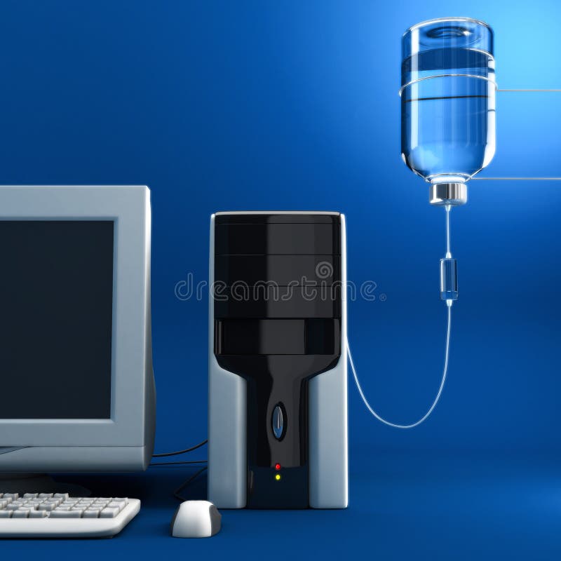 Serum to the old/sick computer. 3D illustration.. high resolution rendered. Serum to the old/sick computer. 3D illustration.. high resolution rendered..
