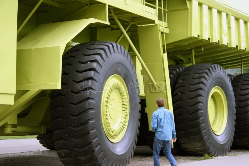 Large dump truck with a man. Large dump truck with a man