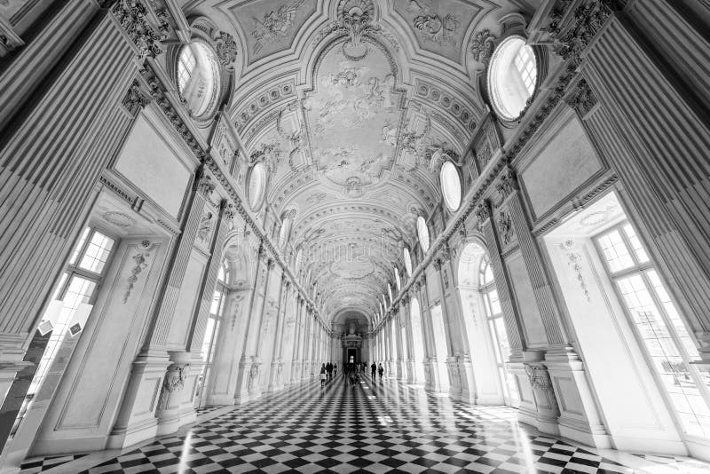 Большая галерея, на королевском дворце Venaria Reale, бывшее roya стоковые фото Большая галерея, на королевском дворце Venaria Reale, бывшее roya стоковые фото