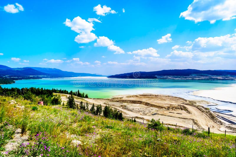 A large Tailings Pond along the Highland Valley Road between Ashcroft and Logan Lake from the Highland Copper Mine in British Columbia, Canada. A large Tailings Pond along the Highland Valley Road between Ashcroft and Logan Lake from the Highland Copper Mine in British Columbia, Canada