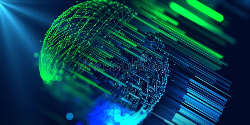 Большие данные Абстрактная фон со сферой и неясными wireframe линии Многоугольника концепция науки и технологии. Футуристический иллюстрация вектора