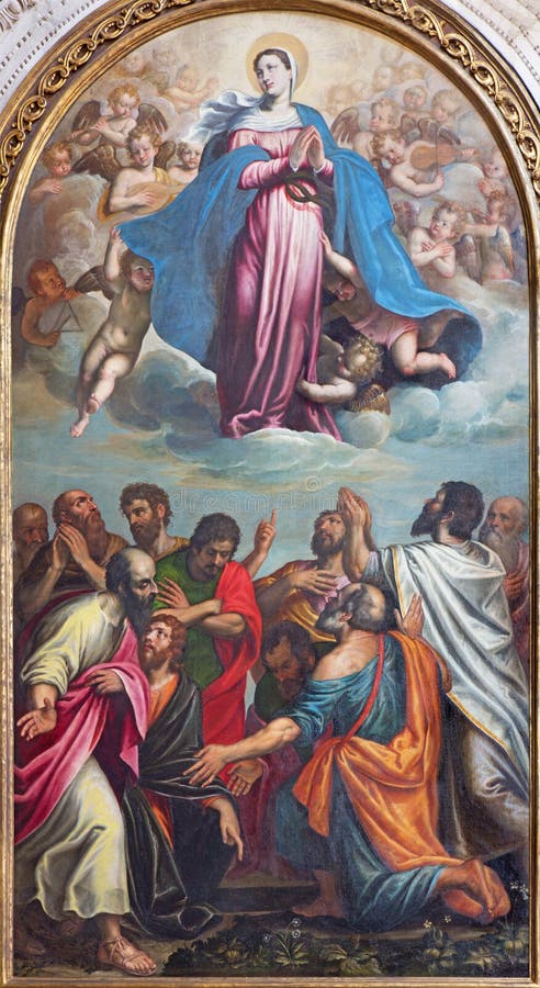 БРЕШИЯ, ИТАЛИЯ, 2016: Картина предположения девой марии в dei Miracoli Santa Maria di Chiesa церков стоковое фото rf БРЕШИЯ, ИТАЛИЯ, 2016: Картина предположения девой марии в dei Miracoli Santa Maria di Chiesa церков стоковое фото rf