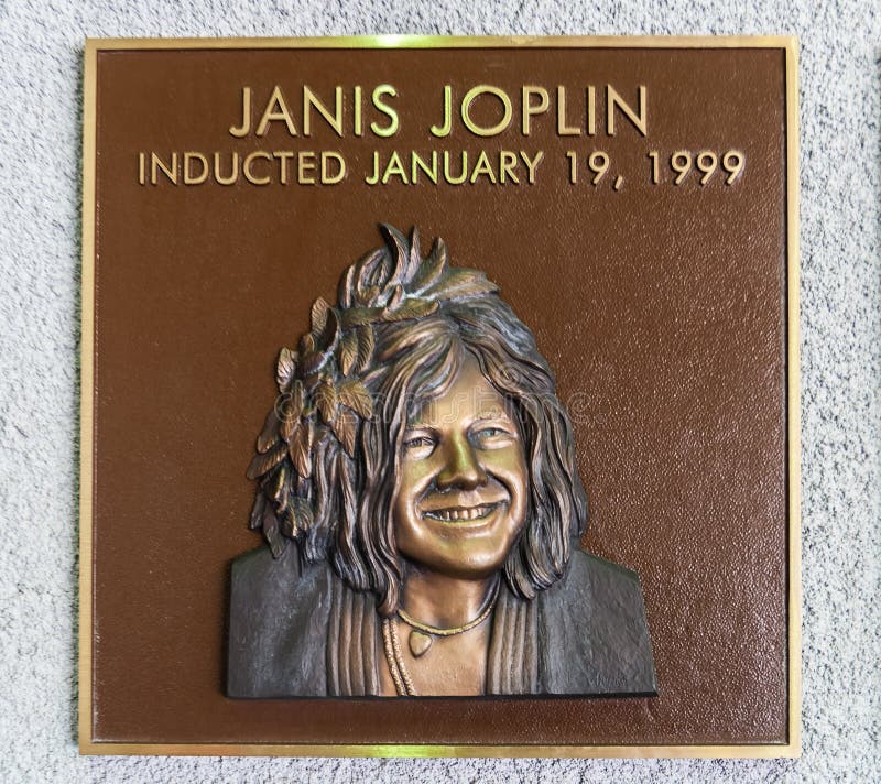 Bronze plaque paying tribute to the famous blueswoman singer Janice Joplin, Guitar Center Rockwalk, Sunset Boulevard, Hollywood. Bronze plaque paying tribute to the famous blueswoman singer Janice Joplin, Guitar Center Rockwalk, Sunset Boulevard, Hollywood.