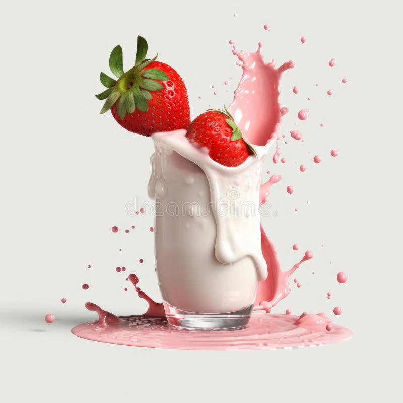 брызг клубничного молока на белом фоне 3d иллюстрация вектора
