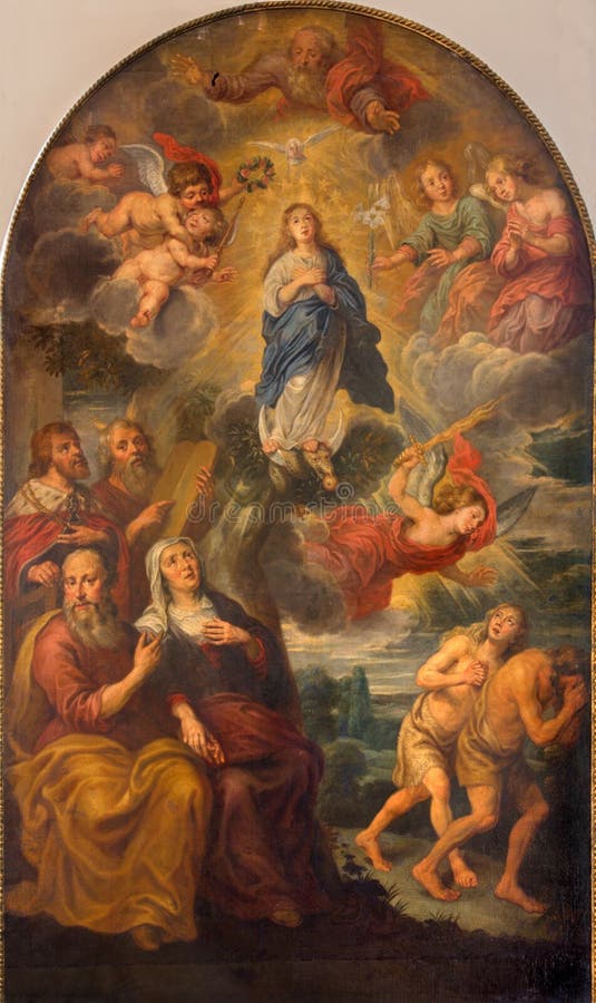 Брюгге - коронование девой марии в церков St Giles (Sint Gilliskerk) стоковое изображение rf Брюгге - коронование девой марии в церков St Giles (Sint Gilliskerk) стоковое изображение rf