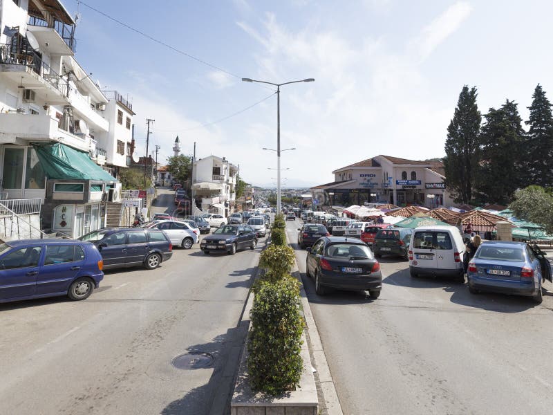 Бульвар в Ulcinj в Черногории стоковые изображения Бульвар в Ulcinj в Черногории стоковые изображения