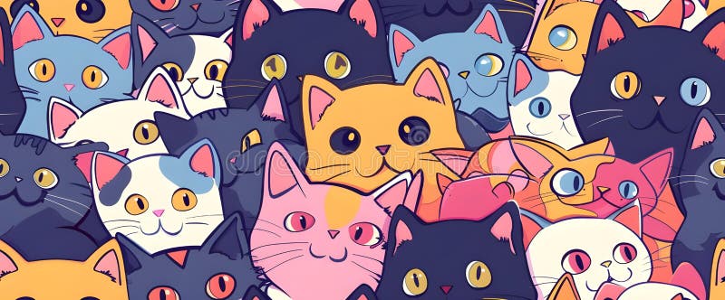 бумага милые кошки картинки мультфильм картинки яркие цвета подарок оболочка бумажные кошки генеративные аи иллюстрация вектора