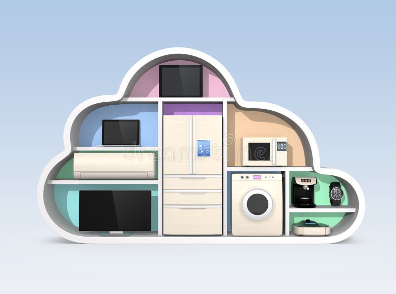 Бытовые устройства в форме облака для концепции IOT бесплатная иллюстрация