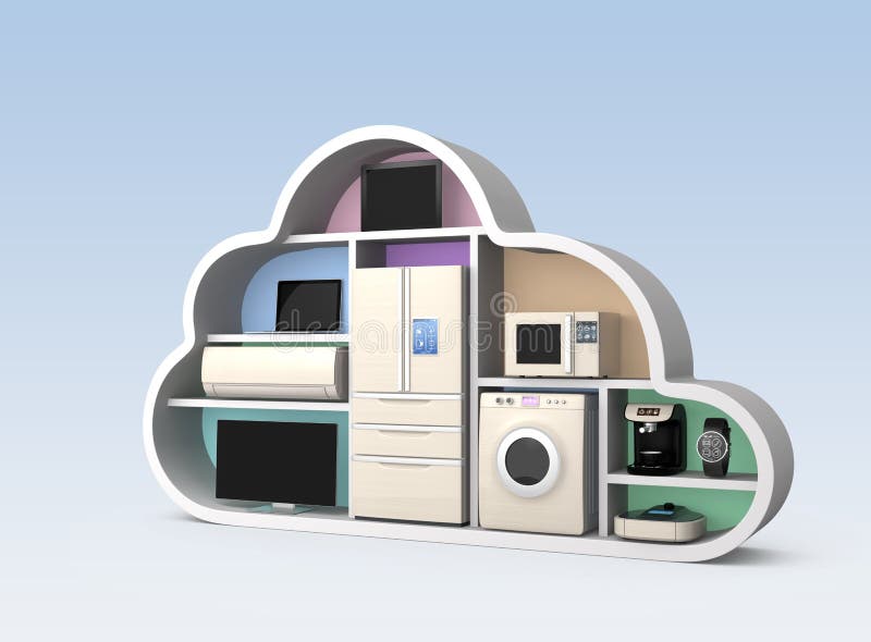 Бытовые устройства в форме облака для концепции IOT иллюстрация штока