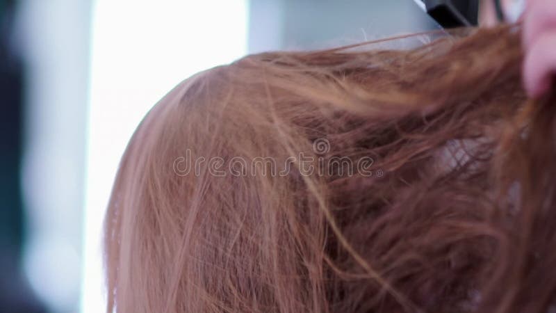 Влажные волосы высушены феном для волос Мужской стилизатор руки с феном для волос