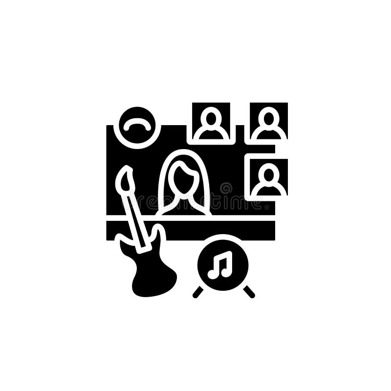 В интернете» музыкальный концерт glyph значок иллюстрация вектора