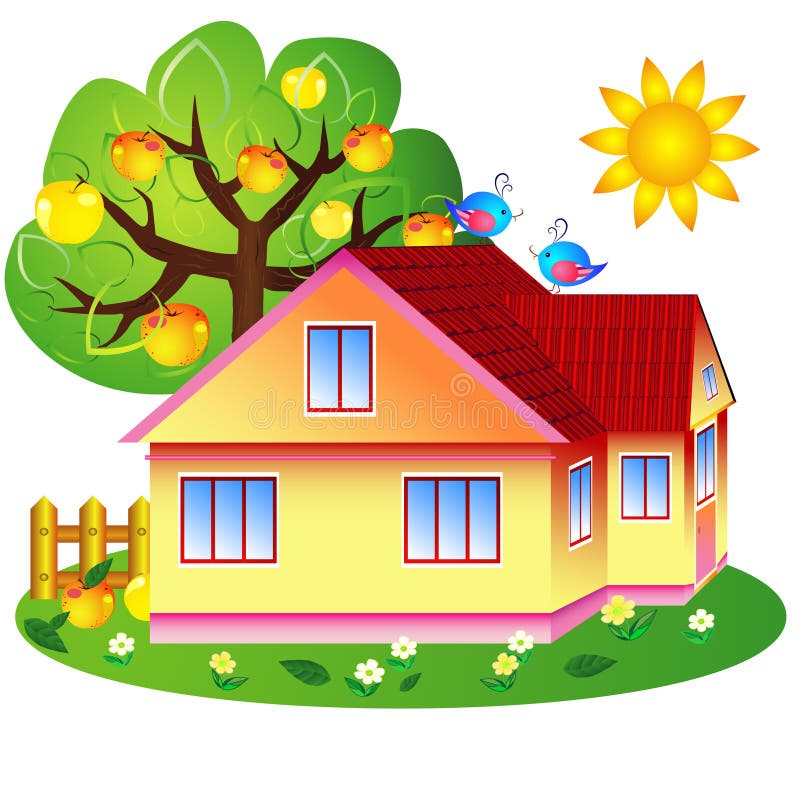 Country yard with house and apple-tree. Country yard with house and apple-tree