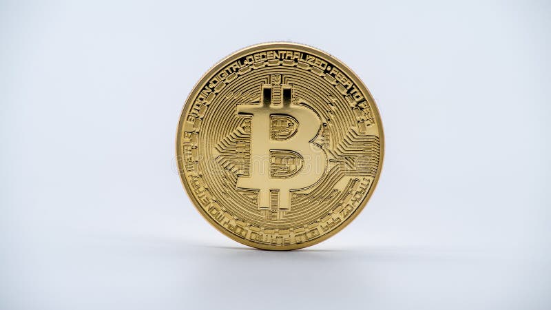 Валюта Bitcoin физического металла золотая, белая предпосылка Cryptocurrency стоковые изображения rf Валюта Bitcoin физического металла золотая, белая предпосылка Cryptocurrency стоковые изображения rf