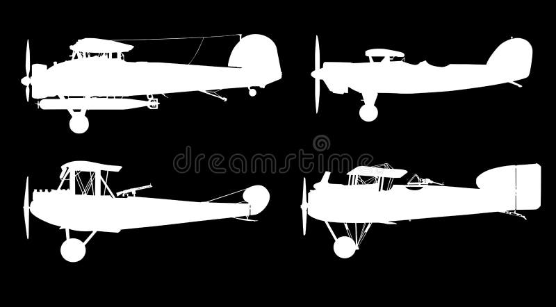 Old aeroplanes: Vector of four planes in black and white. Old aeroplanes: Vector of four planes in black and white