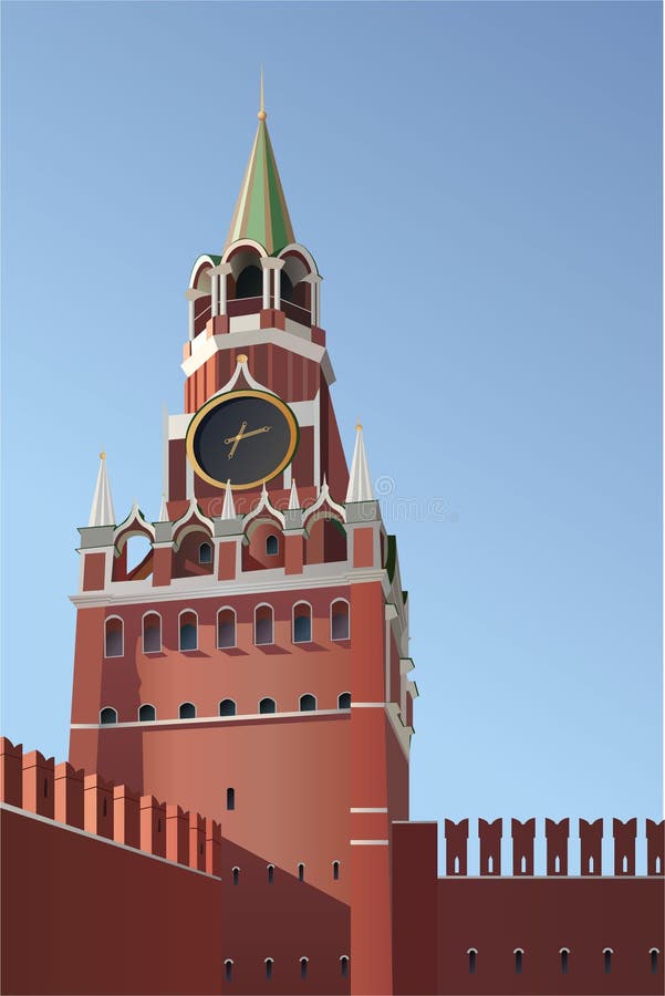 Kremlin tower in Moscow city, vector. Kremlin tower in Moscow city, vector
