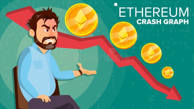Вектор диаграммы аварии Ethereum Удивленный инвестор Торговая операция обменом отрицательного прироста населения Сброс давления с иллюстрация штока Вектор диаграммы аварии Ethereum Удивленный инвестор Торговая операция обменом отрицательного прироста населения Сброс давления с иллюстрация штока