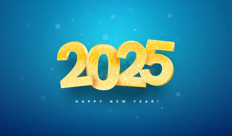 вектор празднования 2025 года. золотой изолированный рождественский блеск на синем фоне иллюстрация вектора