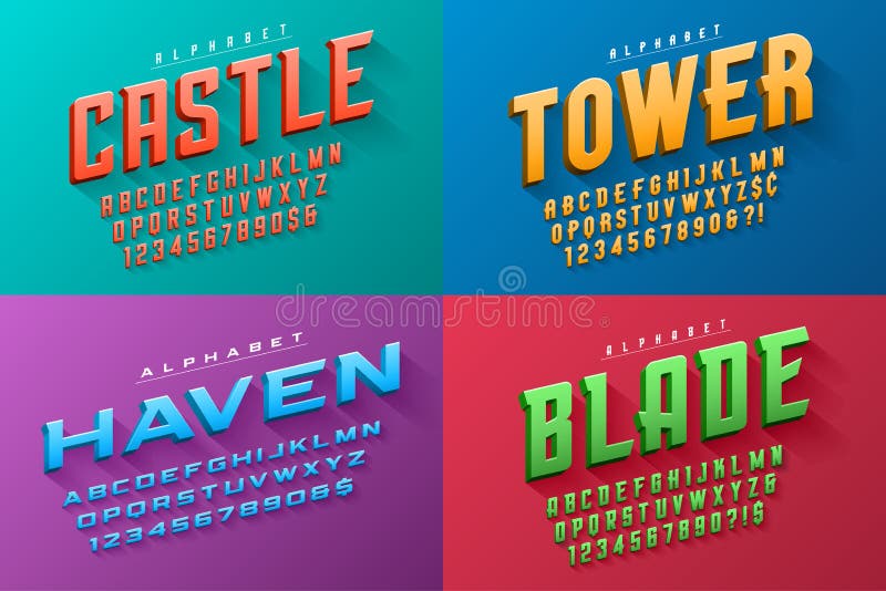 Vector condensed original display set of fonts design, alphabet, character set. Easy swatch color control. Vector condensed original display set of fonts design, alphabet, character set. Easy swatch color control.