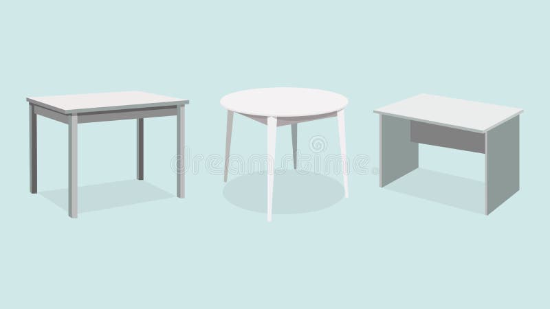Вектор таблицы 3d установлен. Пустая пластиковая белая таблица. Реалистичная стенд». Изолированную платформа мебели.. Шаблон для о бесплатная иллюстрация