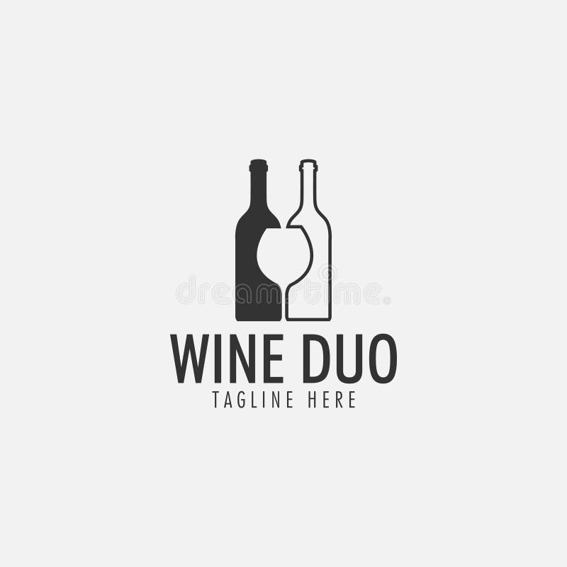 Wine duo logo design template vector isolated. Wine duo logo design template vector isolated