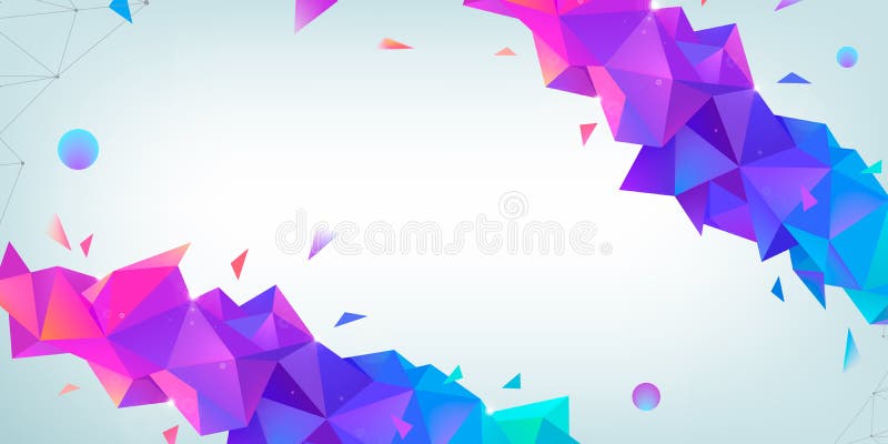 векторный абстрактный многоцветный фон с эффектом plexus. футуристическая 3d-геометрическая иллюстрация. заголовок веб-сайта иллюстрация штока