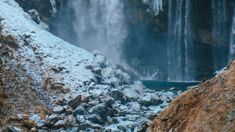 Великолепное Taki в nikko на зиме Настолько впечатляющий стоковое фото Великолепное Taki в nikko на зиме Настолько впечатляющий стоковое фото