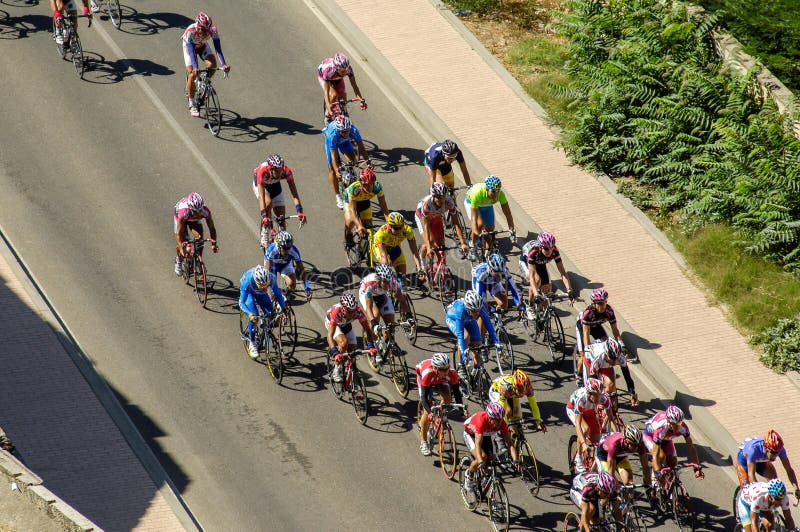 Cycling, third stage of the Cycling Tour of Zamora, cycling race with professional cyclists in Zamora, Spain. Departure in Villaralbo passing through Castronuevo de los arcos and arrival in Benavente. Cycling, third stage of the Cycling Tour of Zamora, cycling race with professional cyclists in Zamora, Spain. Departure in Villaralbo passing through Castronuevo de los arcos and arrival in Benavente