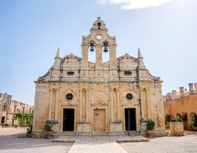 Venetian baroque church of the famous Arkadi Monastery at Crete. Greece. It was built in the 16th century and almost destructed in 1866 by the Ottomans. Venetian baroque church of the famous Arkadi Monastery at Crete. Greece. It was built in the 16th century and almost destructed in 1866 by the Ottomans.