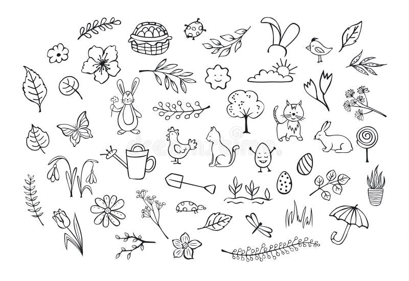 Весеннее время пасха конспектировало нарисованные рукой doodles simpe детские иллюстрация вектора Весеннее время пасха конспектировало нарисованные рукой doodles simpe детские иллюстрация вектора