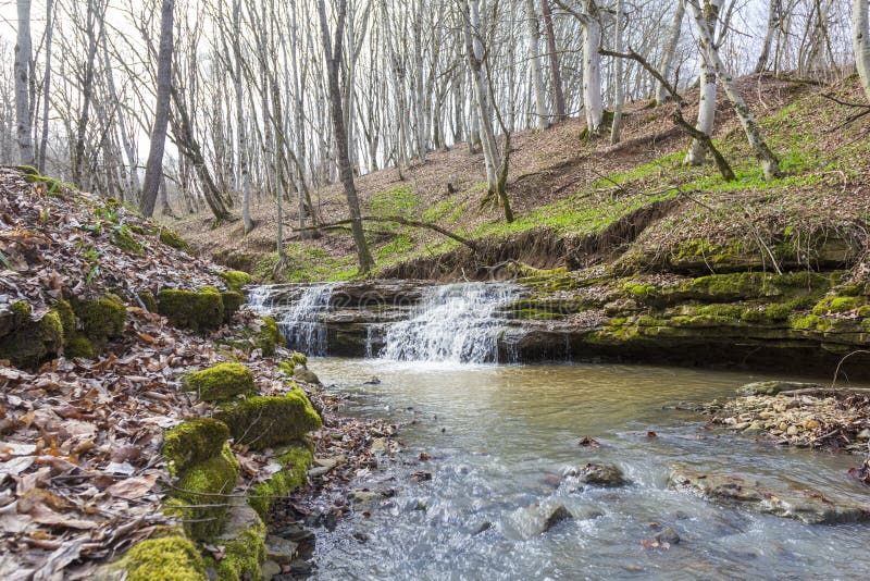 весна природа природный парк горная река в естественном канале с рапид и водопадами стоковые изображения