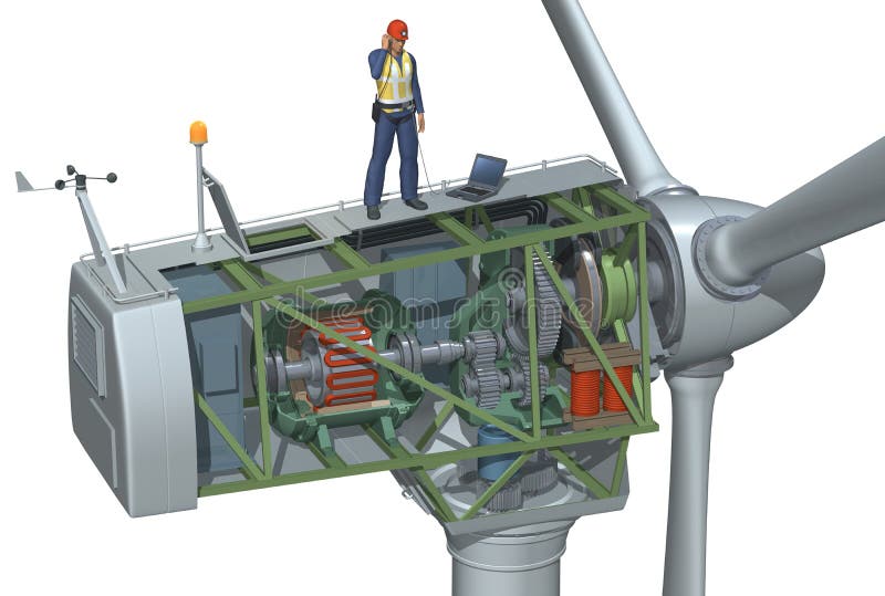 ветер турбины cutaway иллюстрация штока ветер турбины cutaway иллюстрация штока