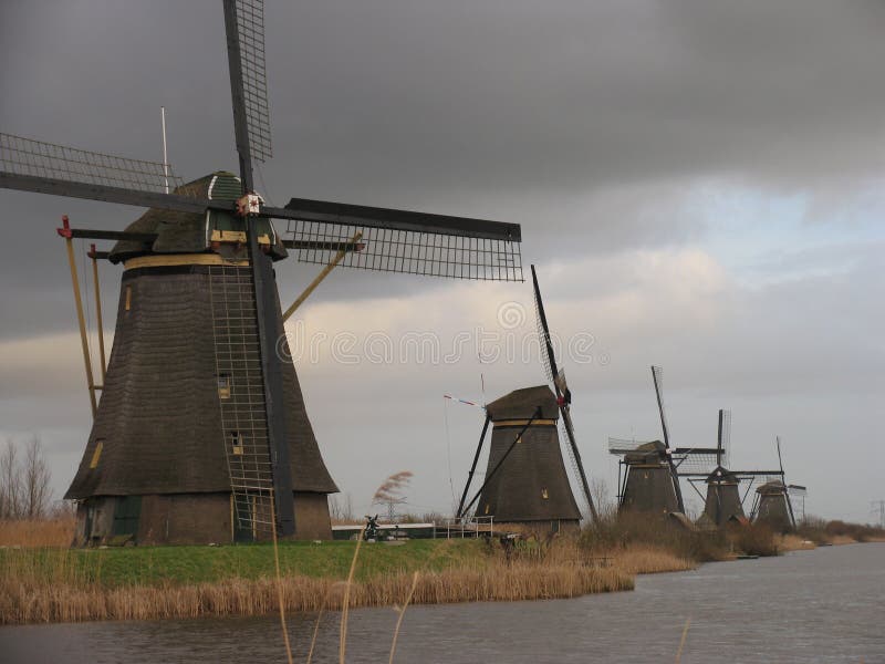 Windmills in a row, Kinderdijk, Holland. Windmills in a row, Kinderdijk, Holland