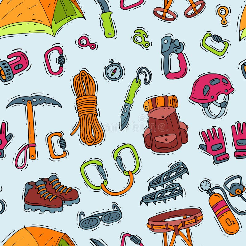Взбираясь carabiner и ось шлема оборудования альпинистов, который нужно взобраться в sot иллюстрации гор альпинизма или бесплатная иллюстрация Взбираясь carabiner и ось шлема оборудования альпинистов, который нужно взобраться в sot иллюстрации гор альпинизма или бесплатная иллюстрация