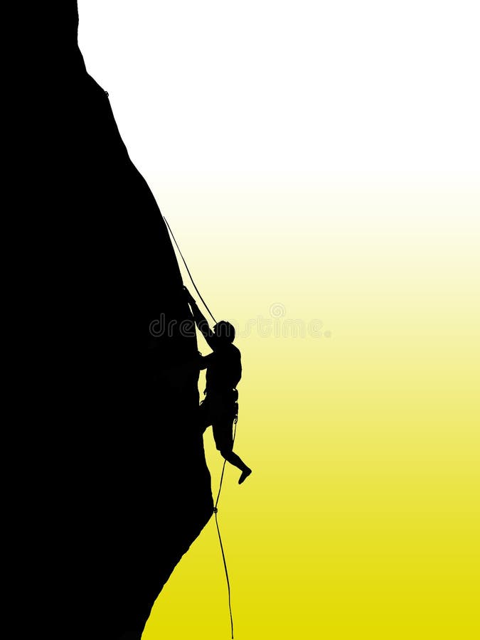 Illustration of black silhouette on a rock or rock climbing with yellow and white background. Illustration of black silhouette on a rock or rock climbing with yellow and white background.