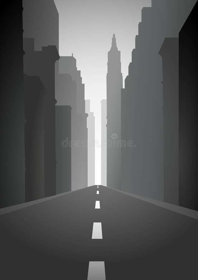 Illustration of an empty city street. Illustration of an empty city street