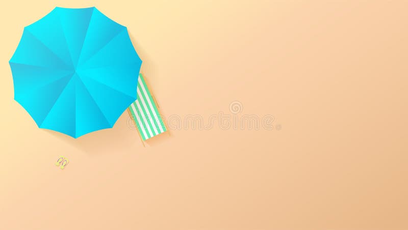 Взгляд Minimalistic пляжа лета в стиле бумажного ремесла, плоском положении Взгляд сверху на seashore с зонтиком солнца, шезлонга иллюстрация штока Взгляд Minimalistic пляжа лета в стиле бумажного ремесла, плоском положении Взгляд сверху на seashore с зонтиком солнца, шезлонга иллюстрация штока