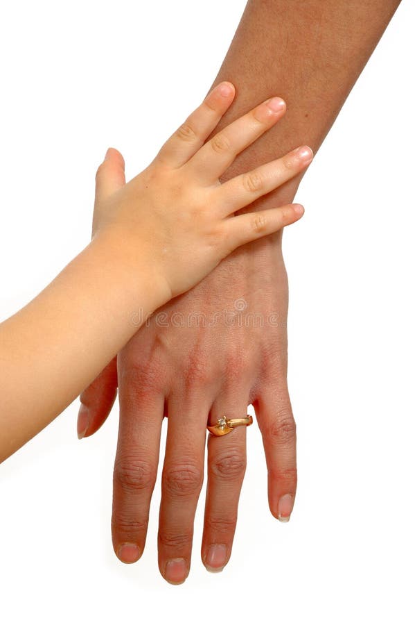 Child and adult hands. Taken on a clean white background. Child and adult hands. Taken on a clean white background.