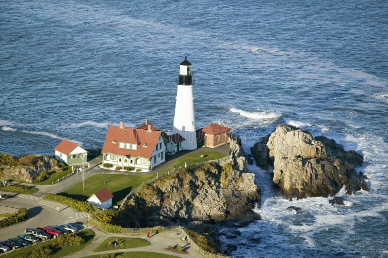 Aerial view of Portland Head Lighthouse, Cape Elizabeth, Maine. Aerial view of Portland Head Lighthouse, Cape Elizabeth, Maine