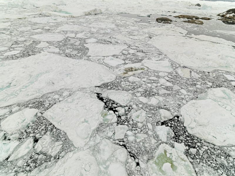 Aeriel view of the huge icebergs on arctic ocean in Greenland. Aeriel view of the huge icebergs on arctic ocean in Greenland